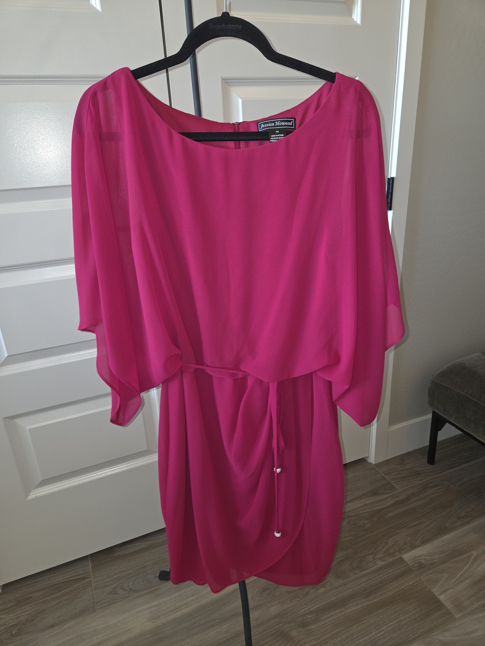 Jessica Howard Fuchsia Sheer Overlay Dress